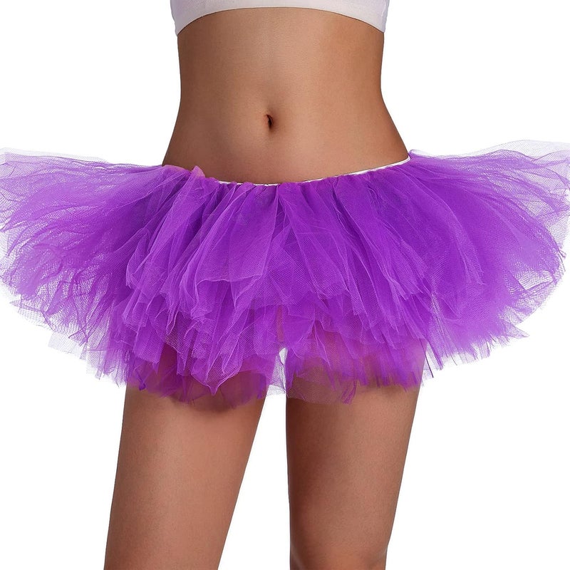 Phantomon Tutu Skirt Women's Teens Classic Elastic 5 Layered Tulle Ballet Skirt, 1950s Vintage Style Short Skirt, Adult Size - Image 3