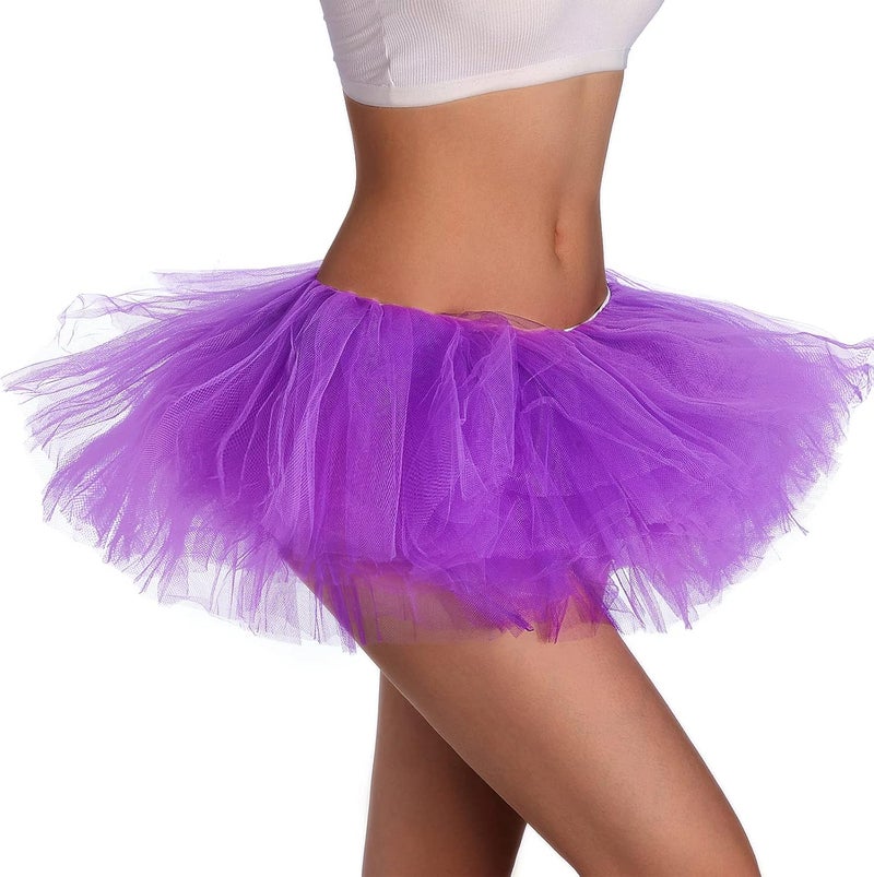 Phantomon Tutu Skirt Women's Teens Classic Elastic 5 Layered Tulle Ballet Skirt, 1950s Vintage Style Short Skirt, Adult Size - Image 4