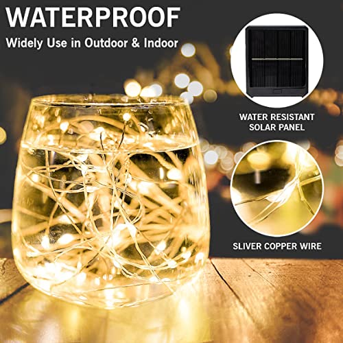 Epyz Solar String Lights Outdoor with Remote Control Fairy Lights Waterproof 8 Modes with 1000mAh Battery Solar Garden Light [12m, 100led, Warm Yellow ] - Image 3