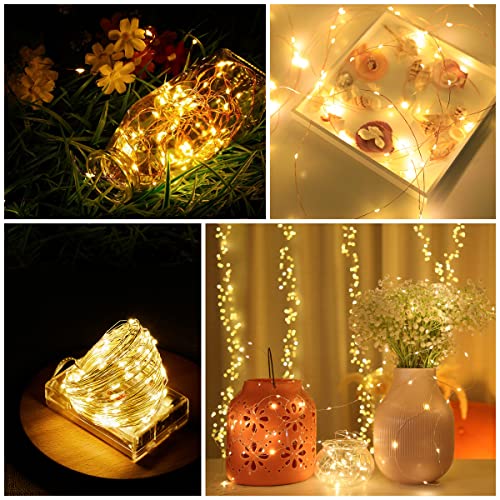 Epyz Solar String Lights Outdoor with Remote Control Fairy Lights Waterproof 8 Modes with 1000mAh Battery Solar Garden Light [12m, 100led, Warm Yellow ] - Image 2