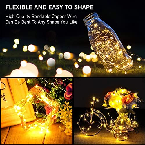 Epyz Solar String Lights Outdoor with Remote Control Fairy Lights Waterproof 8 Modes with 1000mAh Battery Solar Garden Light [12m, 100led, Warm Yellow ] - Image 4