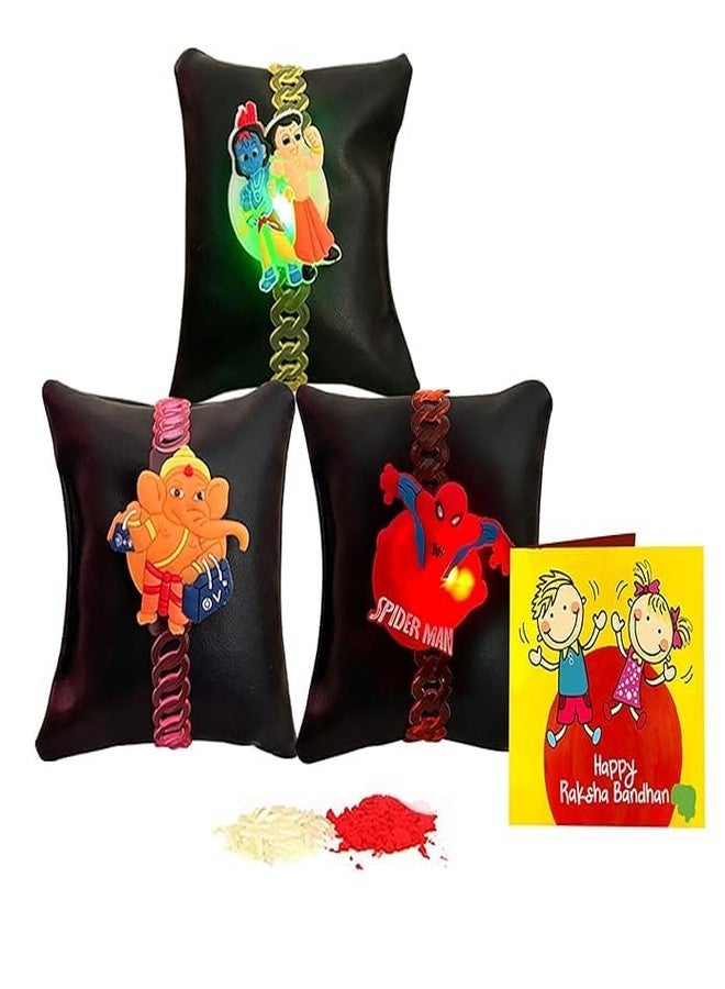 UJJAINWAL 1 Pcs Multicolor Anime LED Rakhi Wristband for Kids, Boys & Girls, Rakhi for Kids Brother & TILAK - Image 2