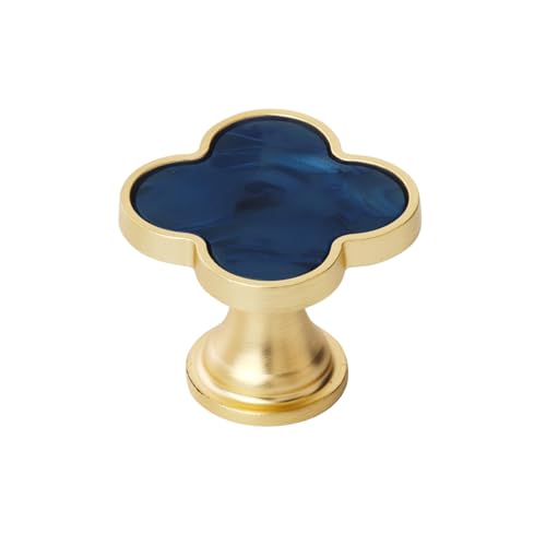Amerock 2PK36970NVB Accents Clover Cabinet Knob Furniture Knob 114 inch 32mm Length GoldNavy Blue Decorative Drawer Pull - Image 1