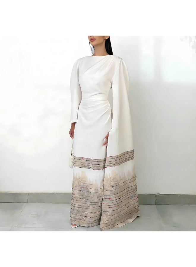 QABEELA RAM26 FELIZ CREAM DRAPE DRESS - Image 4