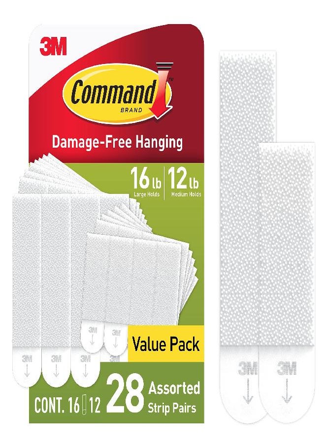 Command Command Medium and Large Picture Hanging Strips, Damage Free Hanging Picture Hangers, No Tools Wall Hanging Strips for Living Spaces, 12 Medium Pairs and 16 Large Pairs (56 Strips)  - Image 1