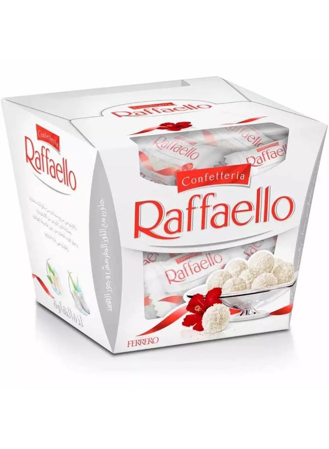 Raffaello رافايلو كونفيتيريا، حلوى جوز الهند رافايلو، 150 جرام (عبوة من 15 قطعة) - Image 1