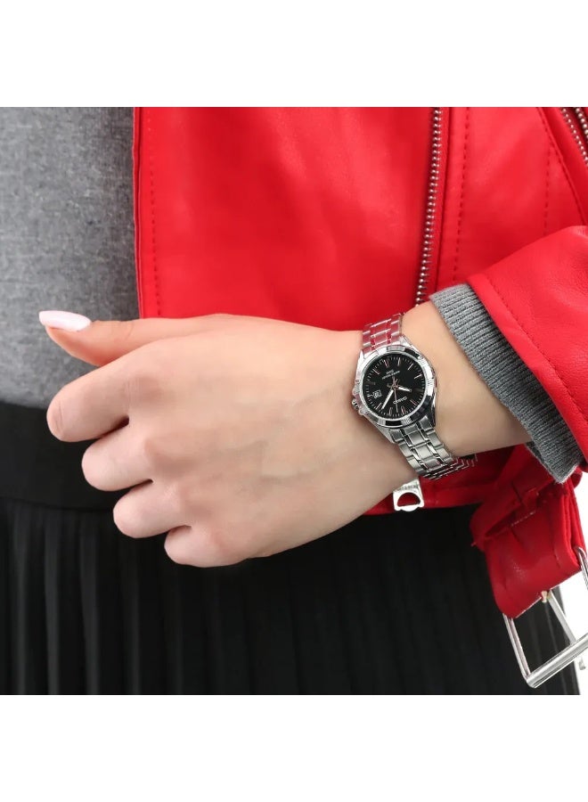 CASIO Analog Women’s Watch LTP‑1308D‑1A2VDF, 35.9 mm Black Dial, Ion‑Plated Stainless Steel Case & Silver Stainless Steel Bracelet, 50 m WR - Image 3