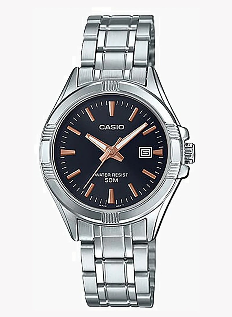 CASIO Analog Women’s Watch LTP‑1308D‑1A2VDF, 35.9 mm Black Dial, Ion‑Plated Stainless Steel Case & Silver Stainless Steel Bracelet, 50 m WR - Image 1