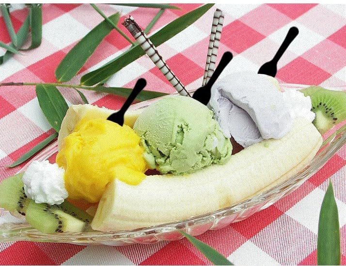 Gmark Extra Sturdy, 100pc 3-Inch Taster Plastic Mini Spoons Black Clear Best for Chocolate Coffee flavor Ice Cream Dessert Black 1 Box Set GM1002H - Image 5