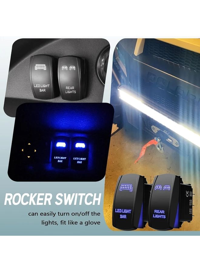 Blue 5 Pin On Off Rocker Switch Laser Etched SPDT Toggle With Jumper Wires For Cars Boats Trucks RVs Rear Lights - Image 4