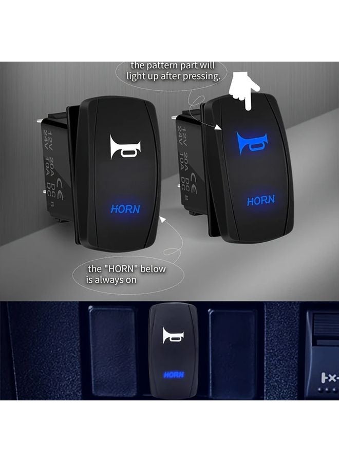 Blue 5 Pin On Off Rocker Switch Laser Etched SPDT Toggle With Jumper Wires For Cars Boats Trucks RVs Rear Lights - Image 5