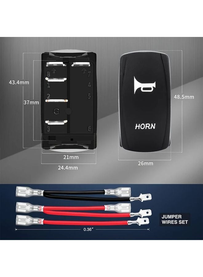 Blue 5 Pin On Off Rocker Switch Laser Etched SPDT Toggle With Jumper Wires For Cars Boats Trucks RVs Rear Lights - Image 3
