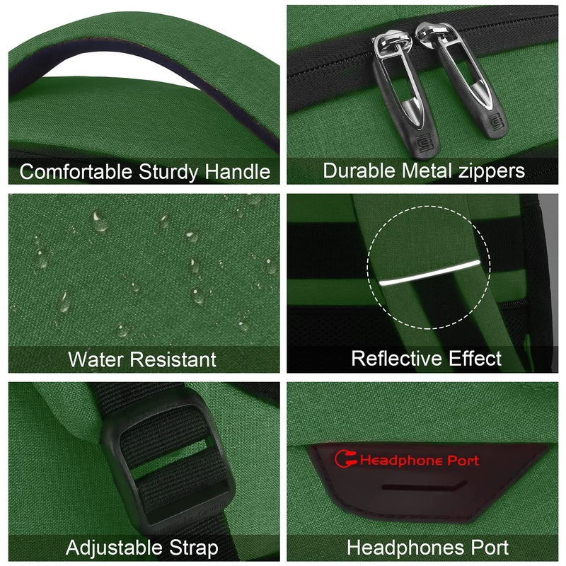 Volher Laptop Backpack,Business Travel Anti Theft Slim Durable Laptops Backpack with USB Charging Port,Water Resistant College Computer Bag for Women & Men Fits 15.6 Inch Laptop and Notebook-Green - Image 4