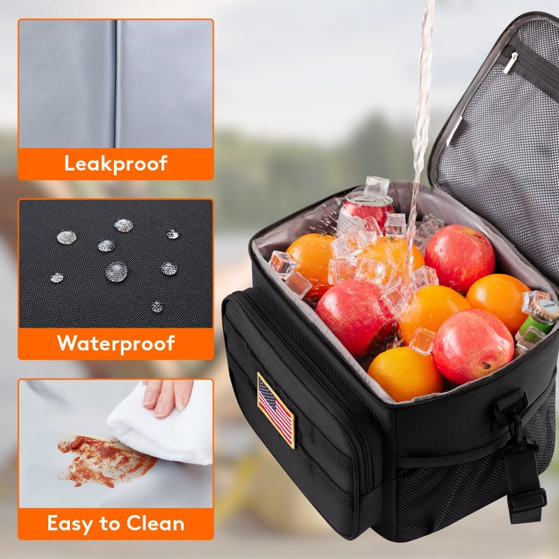 Lifewit Tactical Lunch Box for Men, Insulated Lunch Bag, 9L 12Can, Black - Image 5