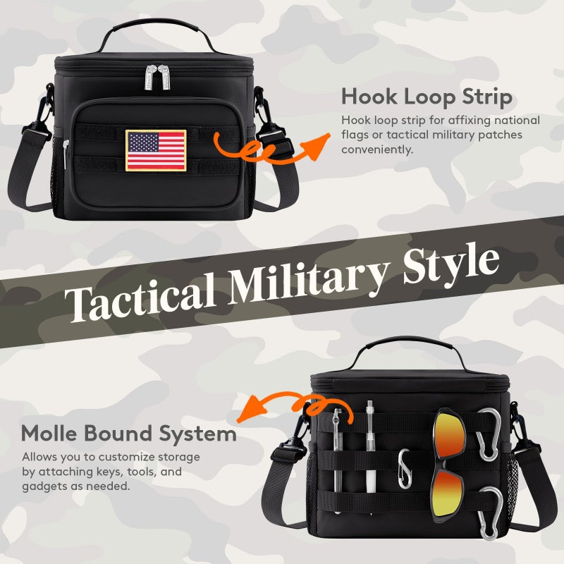 Lifewit Tactical Lunch Box for Men, Insulated Lunch Bag, 9L 12Can, Black - Image 4