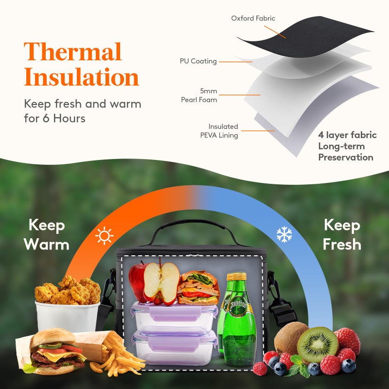 Lifewit Tactical Lunch Box for Men, Insulated Lunch Bag, 9L 12Can, Black - Image 2