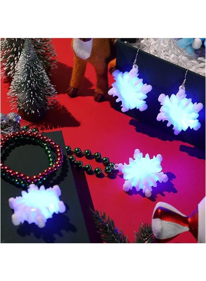FOLAI 6 Pairs Snowflake Bulb LED Light up Earrings Bulb Dangle Drop Earrings Red Green Color Bulbs Dangling Charm Glow in the Dark Ear - Image 3