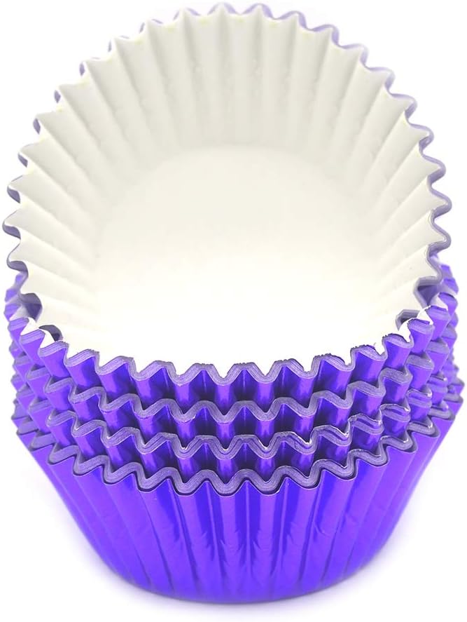 Mombake Standard Purple Foil Cupcake Liners Muffin Baking Cups for Party and More, 100-Count - Image 1