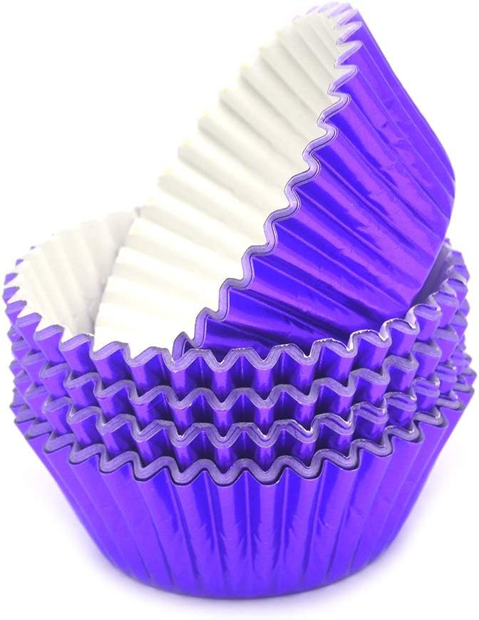 Mombake Standard Purple Foil Cupcake Liners Muffin Baking Cups for Party and More, 100-Count - Image 2