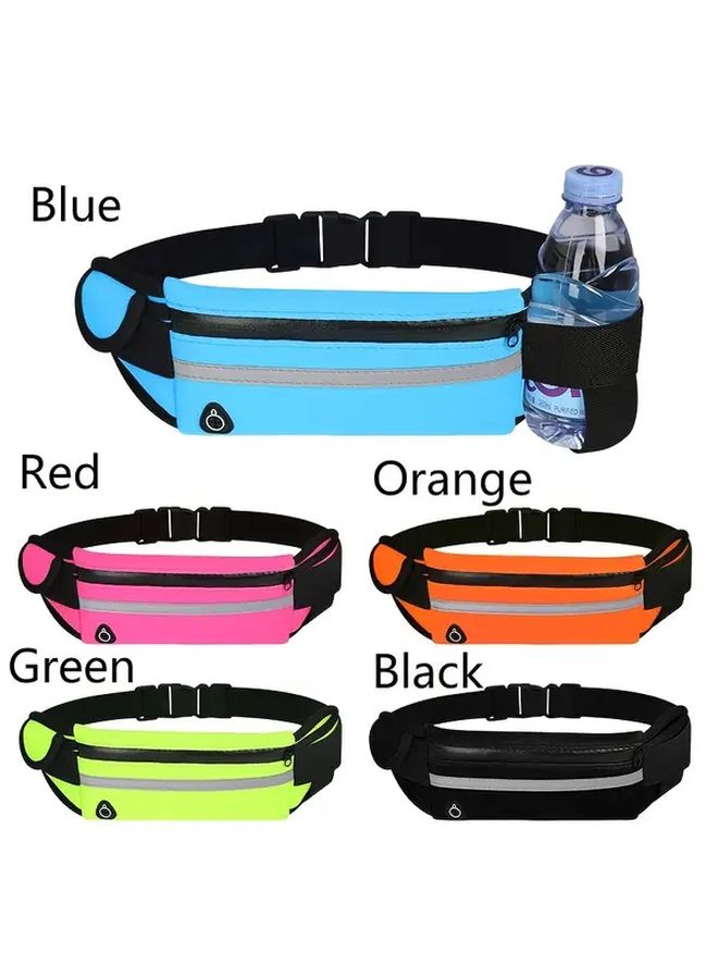 Blue Reflective Running Waist Pack With Phone Pocket Bottle Holder - Image 1