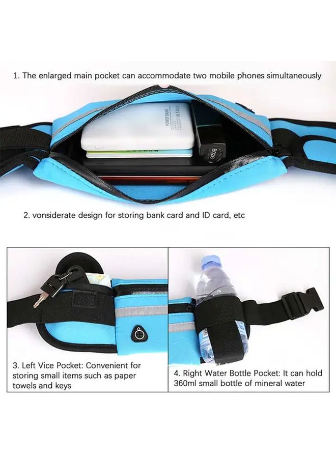 Blue Reflective Running Waist Pack With Phone Pocket Bottle Holder - Image 2
