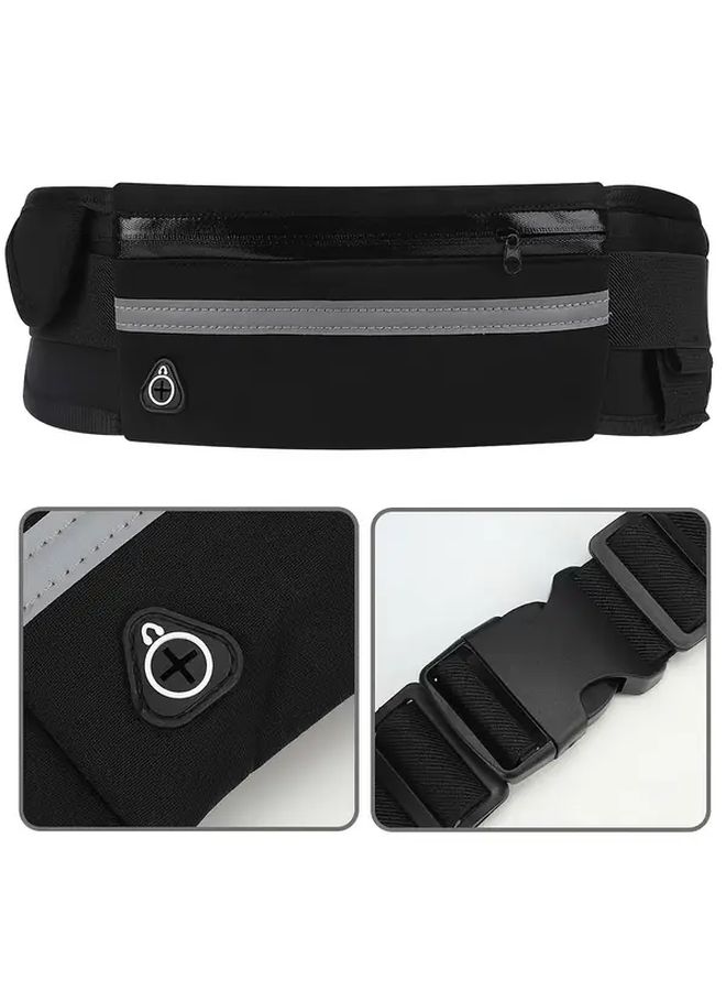 Blue Reflective Running Waist Pack With Phone Pocket Bottle Holder - Image 5