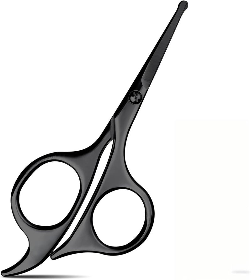 KASTWAVE 4.7-inch Small Nose Hair Scissors with Rounded Tips – Precision Trimming Tool for Nose, Ear, Eyebrows, Beard, and Moustache – Safe, Sharp Stainless Steel Trimmer for Grooming & Beauty – Portable Black - Image 1