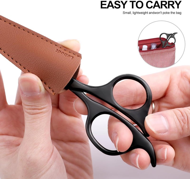 KASTWAVE 4.7-inch Small Nose Hair Scissors with Rounded Tips – Precision Trimming Tool for Nose, Ear, Eyebrows, Beard, and Moustache – Safe, Sharp Stainless Steel Trimmer for Grooming & Beauty – Portable Black - Image 2