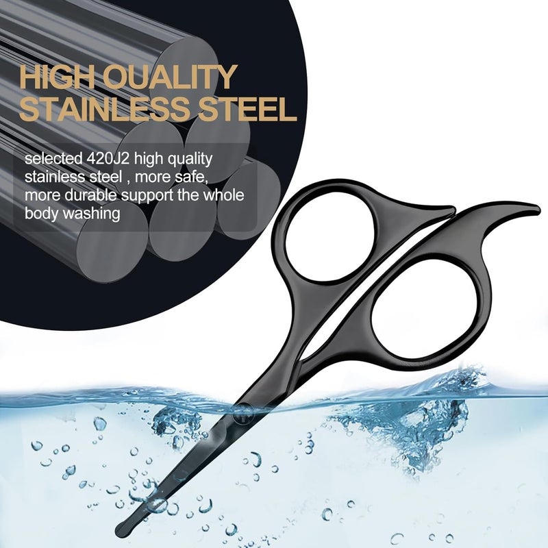 KASTWAVE 4.7-inch Small Nose Hair Scissors with Rounded Tips – Precision Trimming Tool for Nose, Ear, Eyebrows, Beard, and Moustache – Safe, Sharp Stainless Steel Trimmer for Grooming & Beauty – Portable Black - Image 3