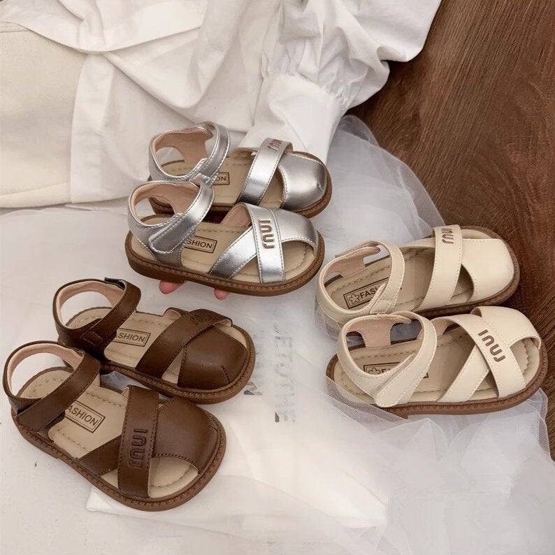 Korean Style Cross Strap Girls Princess Sandals Soft Sole Baby Toddler Shoes 2025 Summer Baby Casual Beach Shoes - Image 2