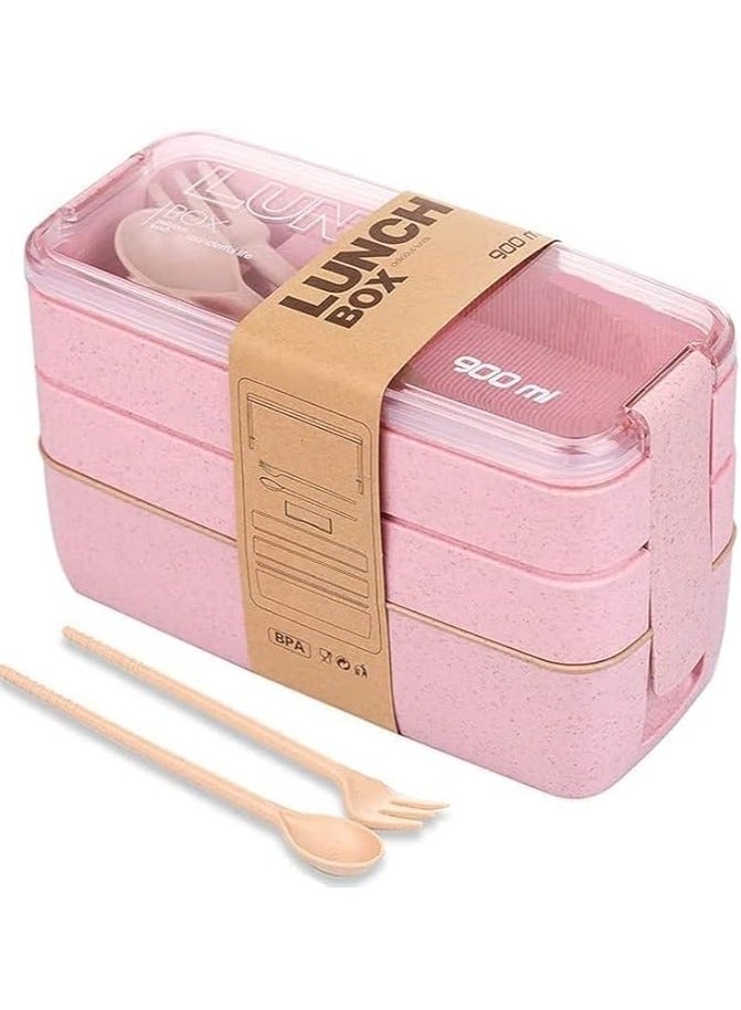 سبيس شوب لانش بوكس مقاوم للتسرب بسعة 900 مل 3 في 1 قابل للتكديس للأطفال والكبار - Image 1