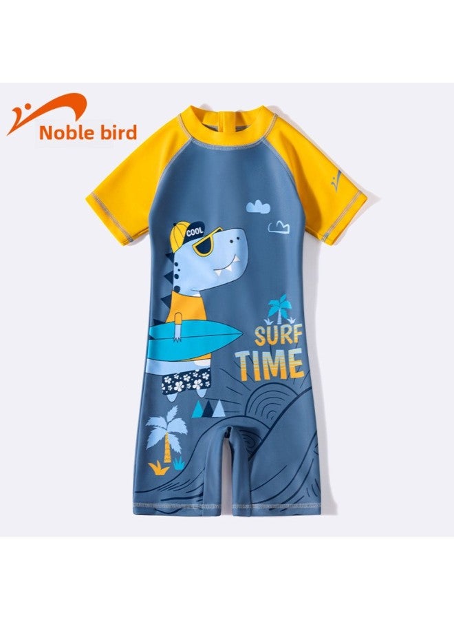 إسكدنيا ملابس سباحة للأطفال من نوبل بيرد قطعة واحدة ملابس سباحة للأطفال مطبوع عليها رسوم كرتونية ملابس سباحة للطلاب ربيع حار سريعة الجفاف بالجملة - اللون: 9931 ديناصور رمادي غامق - - Image 1