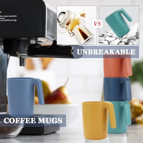 Homienly Wheat Straw Coffee Mugs, Alternative to Plastic Coffee Cups, Set of 6, Unbreakable Camping Coffee Mugs, 16 OZ Cups for Tea, Coffee, Milk, Dishwasher and Microwave Safe Kids Mug, Multi - Image 4