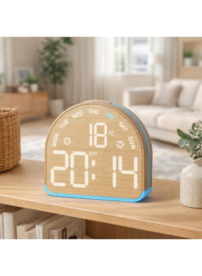 ساعة منبه الرقمية الذكية   LED - شاشة LED مضيئة، منبه مزدوج، مقياس درجة الحرارة، عرض أيام الأسبوع والتوقيت الصيفي، جديد للمكتب غارق في النوم. - Image 3