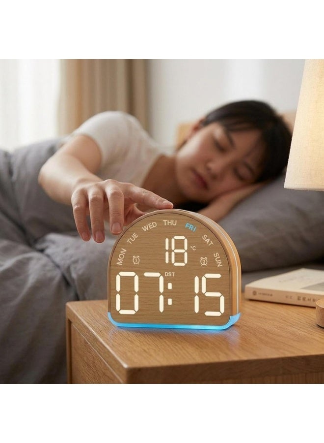 ساعة منبه الرقمية الذكية   LED - شاشة LED مضيئة، منبه مزدوج، مقياس درجة الحرارة، عرض أيام الأسبوع والتوقيت الصيفي، جديد للمكتب غارق في النوم. - Image 5