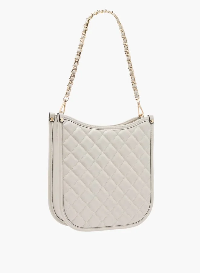 Celeste Women Quilted Shoulder Bag with Zip Closure and Chain Braided Strap