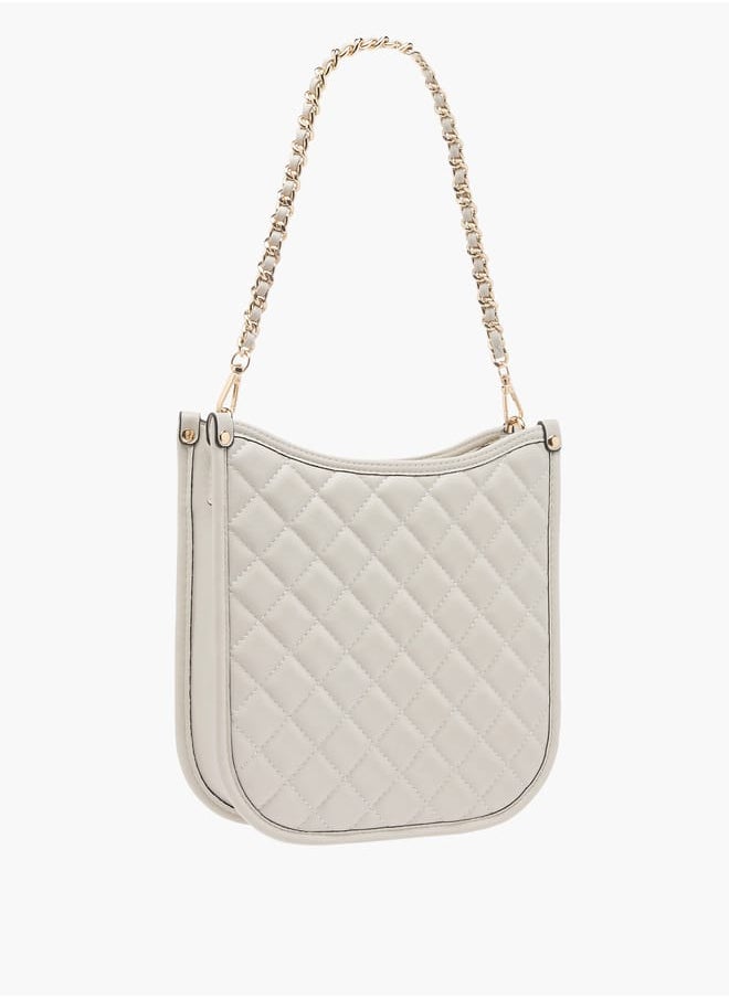 Celeste - Women Quilted Shoulder Bag with Zip Closure and Chain Braided Strap - Image 1