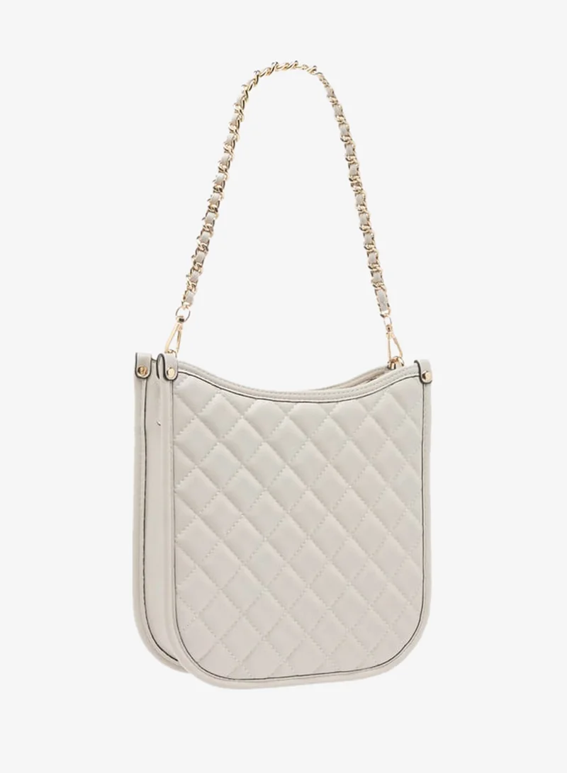 Celeste IVORY Women Quilted Shoulder Bag with Zip Closure and Chain Braided Strap for Women | Best Price UAE
