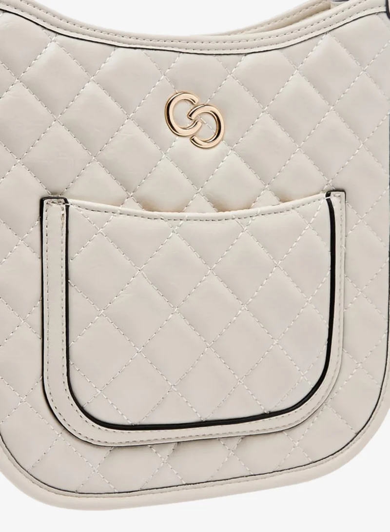 Celeste IVORY Women Quilted Shoulder Bag with Zip Closure and Chain Braided Strap for Women | Best Price UAE