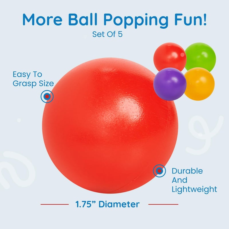 Botabee Set of 5 Multi-Colored Replacement Balls for Ball Popper Toys in Assorted Colors - Vibrant and Durable Plastic - Image 2
