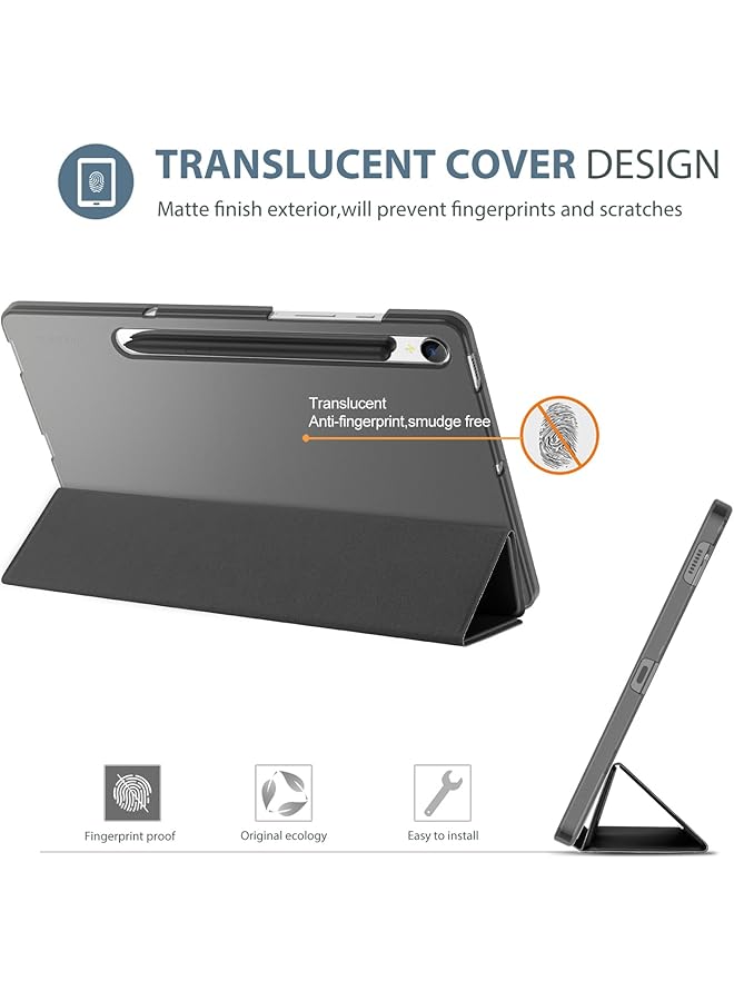 Procases Smart Case For Galaxy Tab S9 Fe 5G Wifi 10.9 Inch 2023 Sm-X510 X516 X518 Slim Stand Tri-Fold Hard Shell Protective Tablet Cover Translucent Back Support S Pen Charging Auto Wake Sleep -Black - Image 2