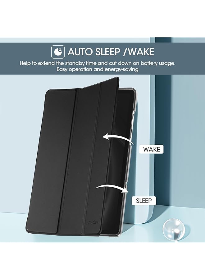 Procases Smart Case For Galaxy Tab S9 Fe 5G Wifi 10.9 Inch 2023 Sm-X510 X516 X518 Slim Stand Tri-Fold Hard Shell Protective Tablet Cover Translucent Back Support S Pen Charging Auto Wake Sleep -Black - Image 5