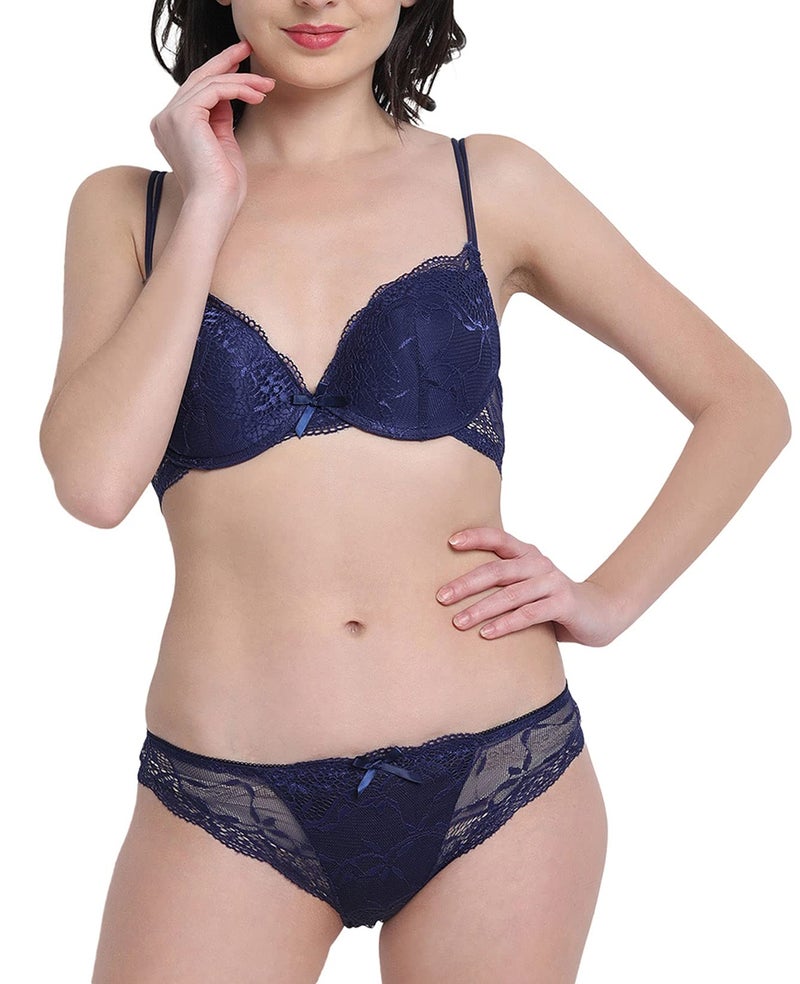Spiaty Women's Polyamide Push-Up Underwired Bra Panty Set(SFH051_Blue_34) - Comfortable and Easy to wear - Image 2