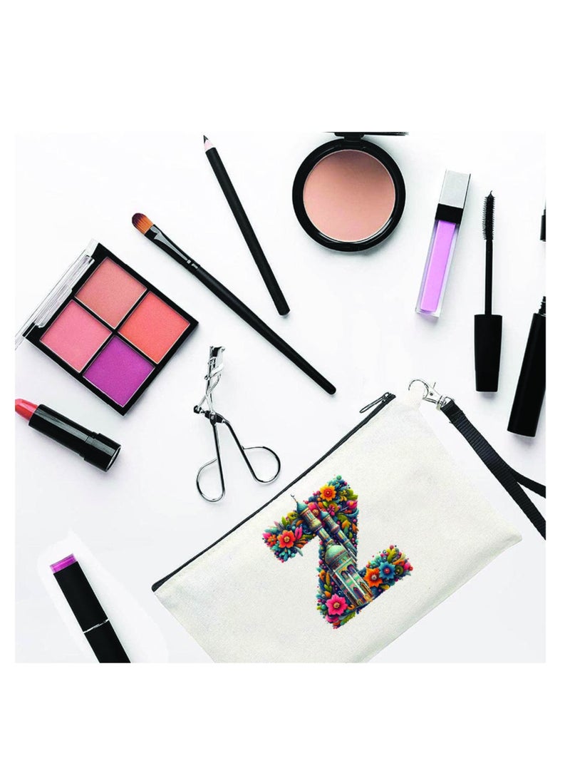 PRINTSHOP4ME Initial Monogram Cosmetic Pouch - Monogrammed Makeup Pouch - Perfect for Travel Organizer - Cosmetic Bag for Women - Gift for Ramadan - Initial Design Makeup Bag - Image 2