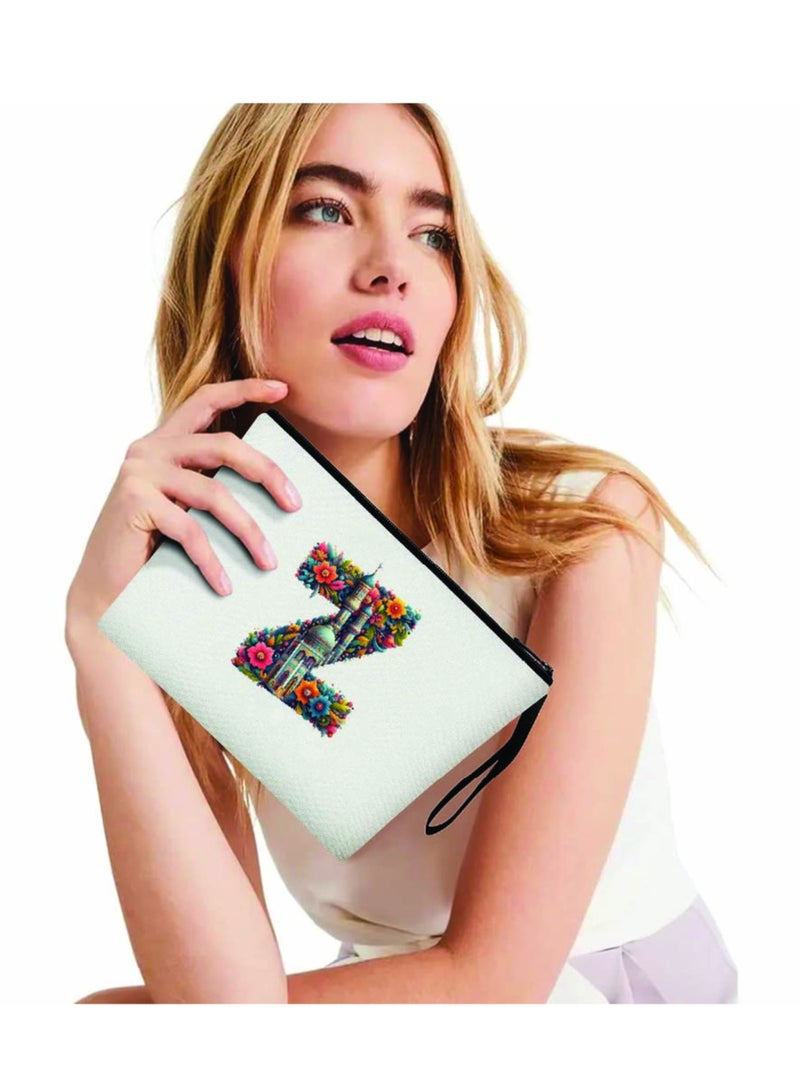 PRINTSHOP4ME Initial Monogram Cosmetic Pouch - Monogrammed Makeup Pouch - Perfect for Travel Organizer - Cosmetic Bag for Women - Gift for Ramadan - Initial Design Makeup Bag - Image 4