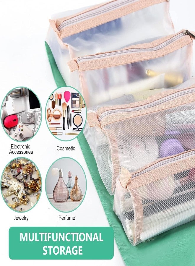 Feinerman Cosmetic Makeup Kit Storage Pouches for Travelling Toiletry Pouch for Women Foldable Makeup Organizer Pouch Bag Travel Makeup Pouch Bag for Lipstick and Cosmetic Accessories (Green) - Image 5
