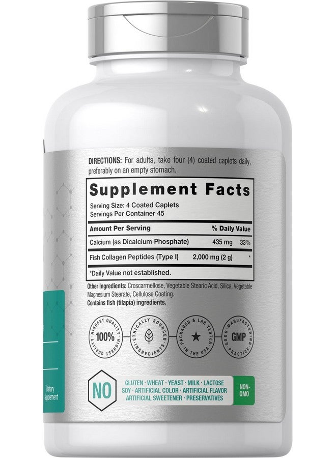 Horbäach Marine Collagen Peptides 2000mg | 180 Caplet Capsules | Type 1 with Calcium | Non-GMO, Gluten Free Supplement - Image 2