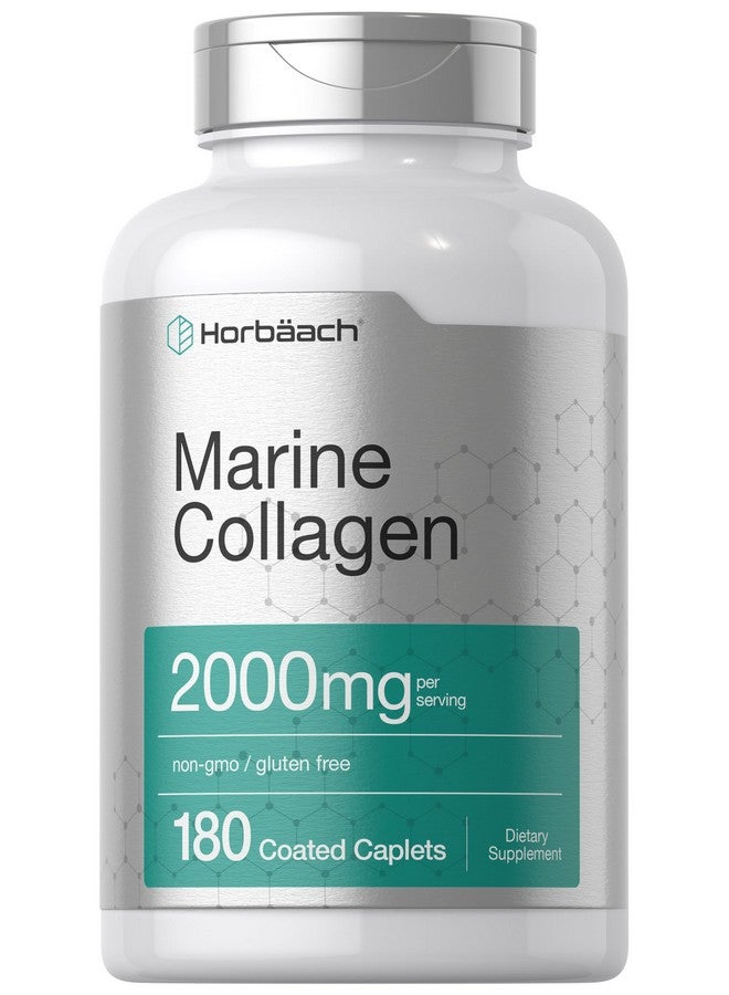 Horbäach Marine Collagen Peptides 2000mg | 180 Caplet Capsules | Type 1 with Calcium | Non-GMO, Gluten Free Supplement - Image 1