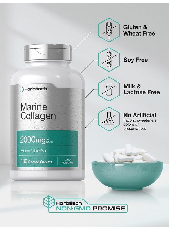 Horbäach Marine Collagen Peptides 2000mg | 180 Caplet Capsules | Type 1 with Calcium | Non-GMO, Gluten Free Supplement - Image 5