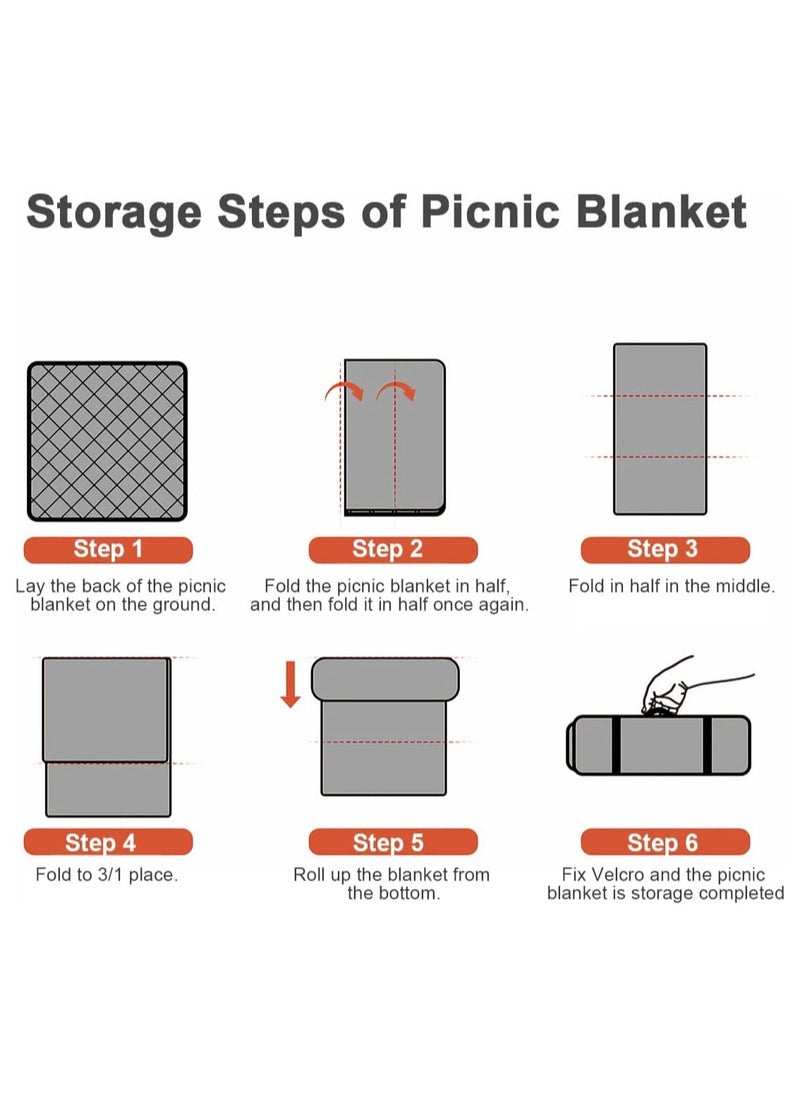 AUTOYSUR Picnic Blanket Waterproof Outdoor Beach Blanket Portable with Carry Strap Outdoor Camping Party Foldable Sand Proof for Wet Grass Hiking Playground Picnic Mat (Red 200 * 200cm)  - Image 5
